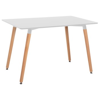 DINING TABLE MINIMAL FK8581.01 WHITE MDF-BEECH WOOD LEGS IN NATURAL COLOR 120Χ60X74Hcm.