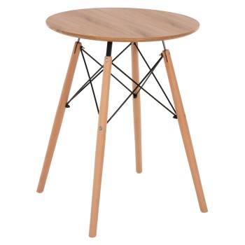 DINING TABLE ROUND MINIMAL ΗΜ0060.04 MDF IN NATURAL COLOR-BEECH WOOD LEGS IN NATURAL COLOR Φ60Χ76Hcm.
