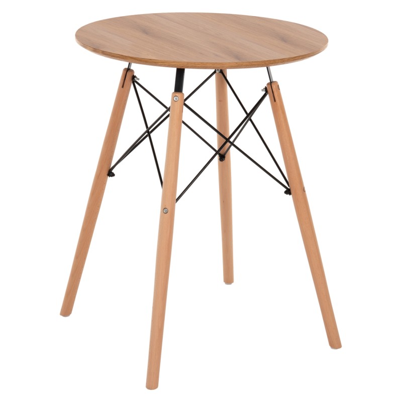 DINING TABLE ROUND MINIMAL ΗΜ0060.04 MDF IN NATURAL COLOR-BEECH WOOD LEGS IN NATURAL COLOR Φ60Χ76Hcm.