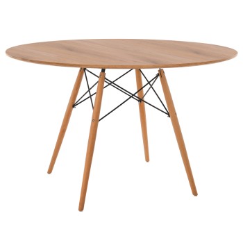 DINING TABLE ROUND MINIMAL FK8454.04 MDF IN NATURAL COLOR-BEECH WOOD LEGS IN NATURAL Φ120Χ75Hcm.