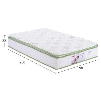 MATTRESS CONTINUOUS SPRING WITH MATTRESS PAD ALOE VERA 90X200 FK372.20 SINGLE SIDE