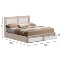 BED CAPRI FK665.06 MELAMINE IN SONOMA-WHITE WITH 2 DRAWERS FOR MATTRESS 120x200 cm. BED CAPRI FK665.06 MELAMINE IN SONOMA-WHITE WITH 2 DRAWERS FOR MATTRESS 120x200 cm.
