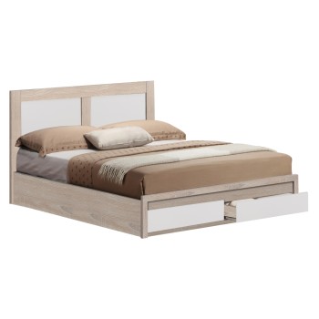 BED CAPRI FK665.06 MELAMINE IN SONOMA-WHITE WITH 2 DRAWERS FOR MATTRESS 120x200 cm.