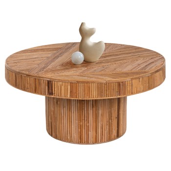 COFFEE TABLE ROUND GATSBY FK9651 RATTAN IN NATURAL COLOR Φ100x50Hcm.