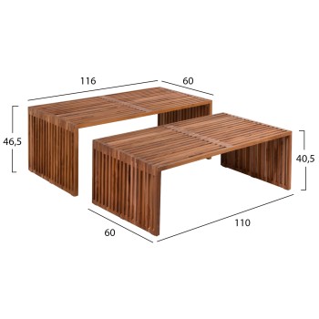 COFFEE TABLE SET OF 2 NYA FK9548 TEAK WOOD IN NATURAL COLOR 116x60x46,5Hcm. COFFEE TABLE SET OF 2 NYA FK9548 TEAK WOOD IN NATURAL COLOR 116x60x46,5Hcm.