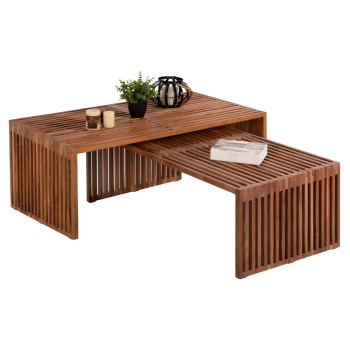 COFFEE TABLE SET OF 2 NYA FK9548 TEAK WOOD IN NATURAL COLOR 116x60x46,5Hcm.