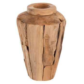 DECORATIVE VASE ZENIA FK7918 RECYCLED PIECES OF TEAK WOOD IN NATURAL COLOR Φ20x40Hcm.