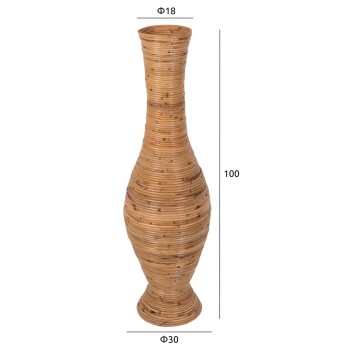 DECORATIVE FLOOR VASE FK7852 RATTAN IN NATURAL COLOR Φ30x100Hcm.