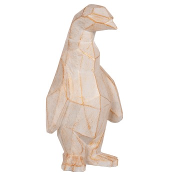 FLOOR DECORATION PENGUIN FK7915 GRC IN WHITE PATINA COLOR WITH GOLD DETAILS 30x20x60Hcm.