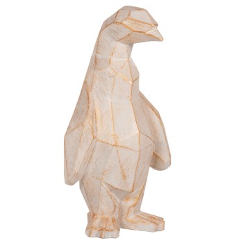 FLOOR DECORATION PENGUIN FK7915 GRC IN WHITE PATINA COLOR WITH GOLD DETAILS 30x20x60Hcm.