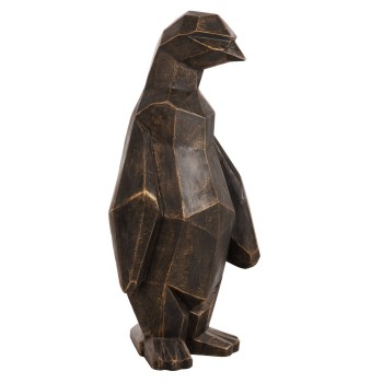 FLOOR DECORATION PENGUIN FK7914 GRC IN BLACK PATINA COLOR WITH GOLD DETAILS 45x45x100Hcm.