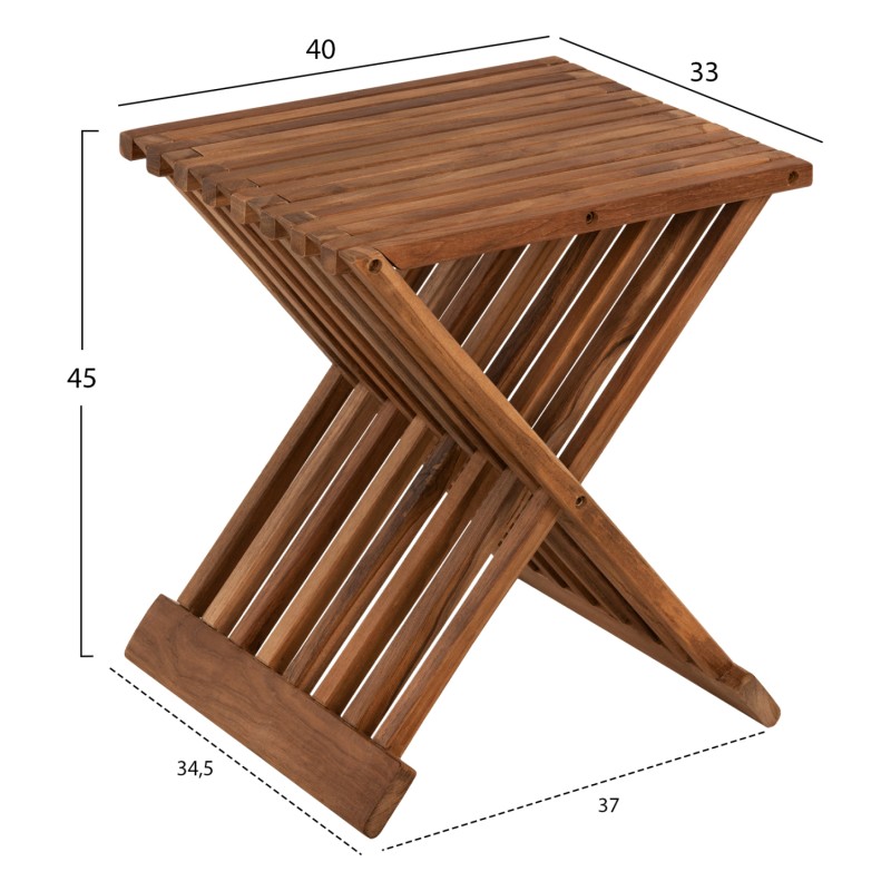 SIDE TABLE FK7896 FOLDABLE MADE OF TEAK WOOD IN NATURAL COLOR 40x33x45Hcm.
