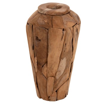 DECORATIVE VASE ZENIA FK7919 RECYCLED PIECES OF TEAK WOOD IN NATURAL COLOR Φ30x60Hcm.