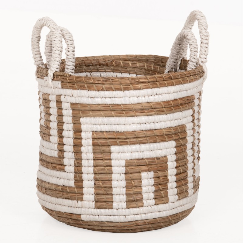2-PIECE SET OF DECORATIVE BASKETS FK7846.01 MENDONG GRASS IN NATURAL-WHITE COLOR Φ36x32-40Hcm. 2-PIECE SET OF DECORATIVE BASKETS FK7846.01 MENDONG GRASS IN NATURAL-WHITE COLOR Φ36x32-40Hcm.
