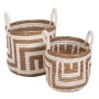 2-PIECE SET OF DECORATIVE BASKETS FK7846.01 MENDONG GRASS IN NATURAL-WHITE COLOR Φ36x32-40Hcm.