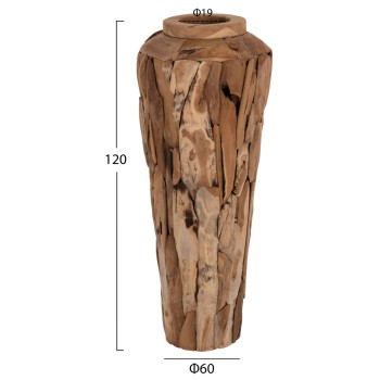 DECORATIVE FLOOR VASE ZENIA ΗΜ7921 RECYCLED TEAK WOOD PIECES IN NATURAL COLOR Φ60x120Hcm.