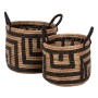 2-PIECE SET OF DECORATIVE BASKETS FK7846.02 MENDONG GRASS IN NATURAL-BLACK COLOR Φ36x32-40Hcm.