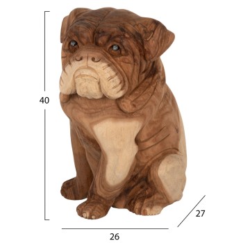 FLOOR DECORATION FK7924 DOZER BULLDOG SUAR WOOD IN NATURAL COLOR 26x27x40Hcm.