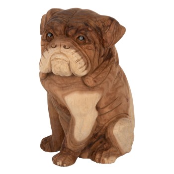 FLOOR DECORATION FK7924 DOZER BULLDOG SUAR WOOD IN NATURAL COLOR 26x27x40Hcm.