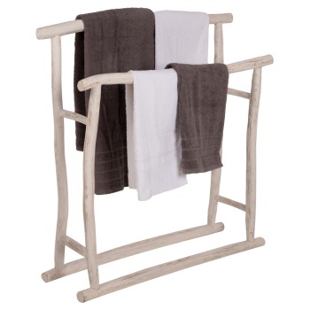HANGER FOR TOWELS OREG FK7908 TEAK BRANCHES IN WHITE PATINA COLORING 90x28x77-91Hcm.