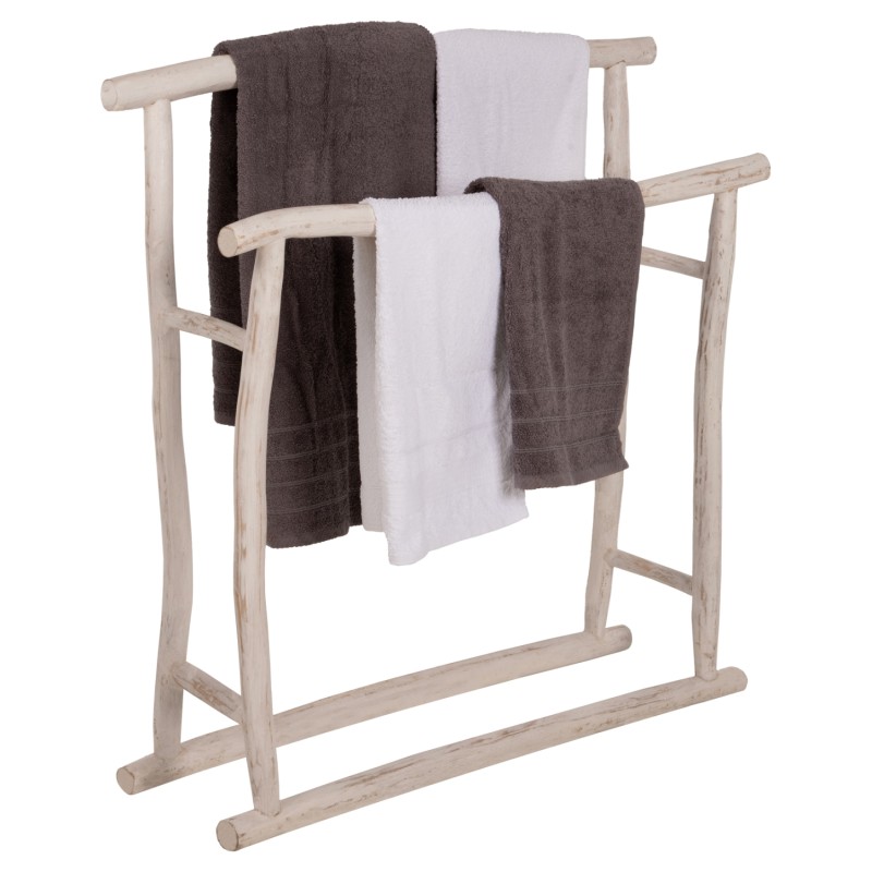 HANGER FOR TOWELS OREG FK7908 TEAK BRANCHES IN WHITE PATINA COLORING 90x28x77-91Hcm. HANGER FOR TOWELS OREG FK7908 TEAK BRANCHES IN WHITE PATINA COLORING 90x28x77-91Hcm.