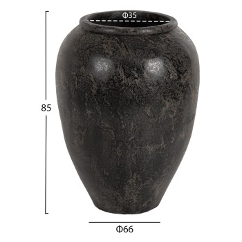 DECORATIVE FLOOR VASE SPARTA FK7934 TERRACOTA IN BLACK COLORING Φ66x85Hcm.