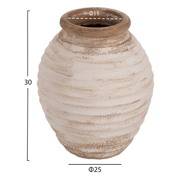 DECORATIVE FLOOR VASE PYDNA FK7939 TERRACOTTA IN ANTIQUE WHITE-BEIGE COLOR Φ25x30Hcm. DECORATIVE FLOOR VASE PYDNA FK7939 TERRACOTTA IN ANTIQUE WHITE-BEIGE COLOR Φ25x30Hcm.