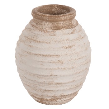 DECORATIVE VASE PYDNA FK7940 TERRACOTTA IN ANTIQUE WHITE-BEIGE COLORING Φ20x25Hcm.