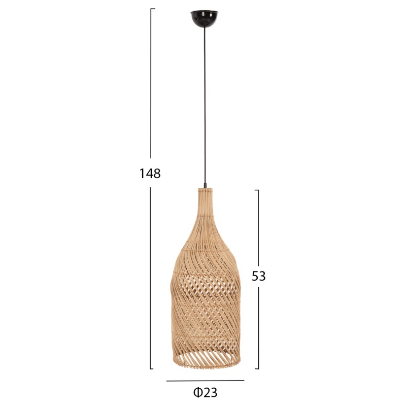 CEILING PENDANT LAMP FK7885 RATTAN IN NATURAL COLOR Φ23x148Hcm. CEILING PENDANT LAMP FK7885 RATTAN IN NATURAL COLOR Φ23x148Hcm.