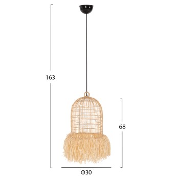 CEILING PENDANT LAMP FK7891 PALM LEAF FIBERS IN NATURAL COLOR Φ30x163Hcm. CEILING PENDANT LAMP FK7891 PALM LEAF FIBERS IN NATURAL COLOR Φ30x163Hcm.