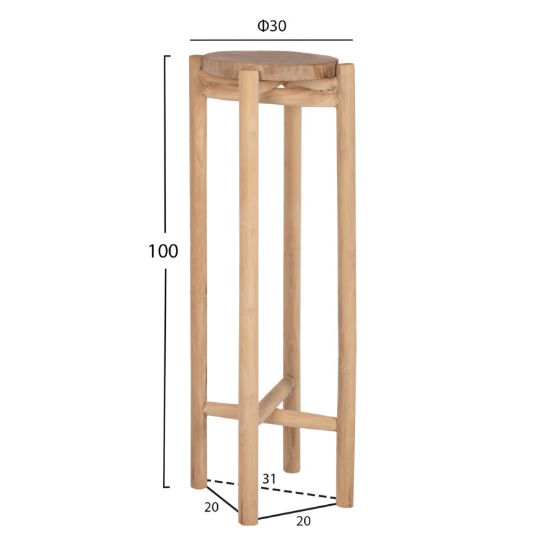 FLOWER PEDESTAL HOVER FK7936 TEAK WOOD IN NATURAL COLOR Φ30x100Hcm.