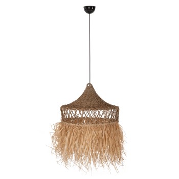 CEILING PENDANT LAMP FK7820 PALM LEAF FIBERS AND SEAGRASS FRINGES IN NATURAL Φ62x42Hcm.