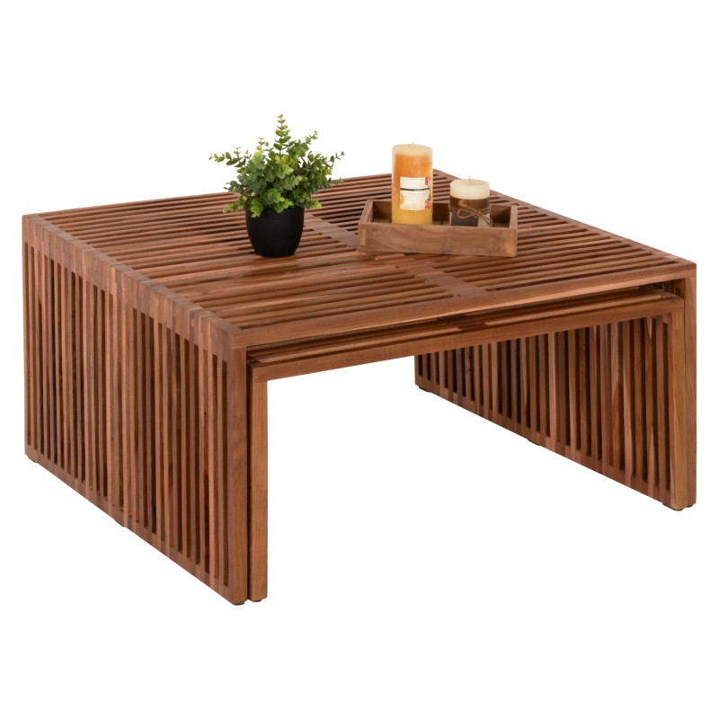 COFFEE TABLE SET OF 2 NYA FK9546 TEAK WOOD IN NATURAL COLOR  86x79x46Hcm.