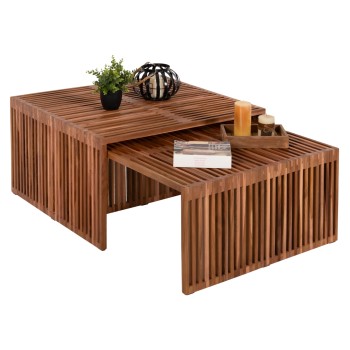 COFFEE TABLE SET OF 2 NYA FK9546 TEAK WOOD IN NATURAL COLOR  86x79x46Hcm.
