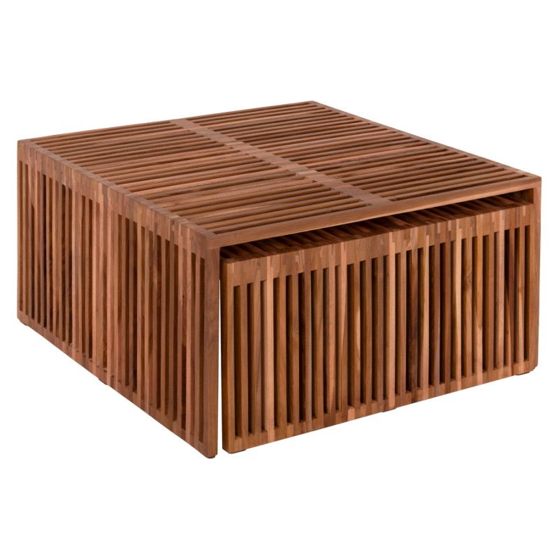 COFFEE TABLE SET OF 2 NYA FK9546 TEAK WOOD IN NATURAL COLOR  86x79x46Hcm.
