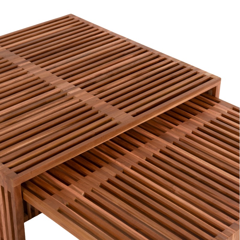 COFFEE TABLE SET OF 2 NYA FK9546 TEAK WOOD IN NATURAL COLOR  86x79x46Hcm.