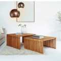 COFFEE TABLE SET OF 2 NYA FK9546 TEAK WOOD IN NATURAL COLOR  86x79x46Hcm.