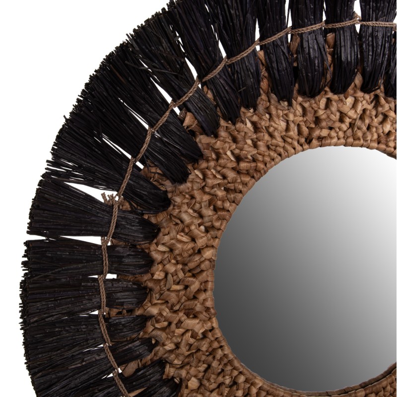 WALL MIRROR ROUND FK7832 MENDONG GRASS FRAME IN BLACK&NATURAL COLOR Φ70cm. WALL MIRROR ROUND FK7832 MENDONG GRASS FRAME IN BLACK&NATURAL COLOR Φ70cm.