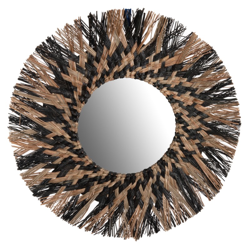 WALL MIRROR ROUND FK7833 KNITTED MENDONG GRASS FRAME IN BLACK&NATURAL COLOR Φ70cm. WALL MIRROR ROUND FK7833 KNITTED MENDONG GRASS FRAME IN BLACK&NATURAL COLOR Φ70cm.