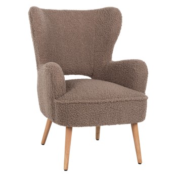 ARMCHAIR MYLIE FK8394.25 BOUCLE FABRIC LIGHT BROWN COLOR  67x75x93Hcm.