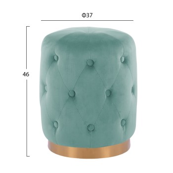 ROUND STOOL TORRIE FK8405.07 PISTACHIO GREEN VELVET-GOLD BASE Φ37x46Ηcm. ROUND STOOL TORRIE FK8405.07 PISTACHIO GREEN VELVET-GOLD BASE Φ37x46Ηcm.