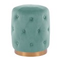 ROUND STOOL TORRIE FK8405.07 PISTACHIO GREEN VELVET-GOLD BASE Φ37x46Ηcm. ROUND STOOL TORRIE FK8405.07 PISTACHIO GREEN VELVET-GOLD BASE Φ37x46Ηcm.
