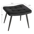 ARMCHAIR WITH FOOTSTOOL CRAWLEY FK8918.04 BLACK VLEVET-METAL LEGS 70x57x103Hcm.