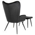 ARMCHAIR WITH FOOTSTOOL CRAWLEY FK8918.04 BLACK VLEVET-METAL LEGS 70x57x103Hcm.