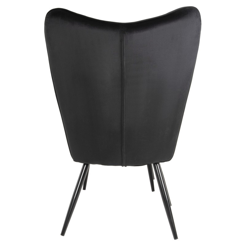 ARMCHAIR WITH FOOTSTOOL CRAWLEY FK8918.04 BLACK VLEVET-METAL LEGS 70x57x103Hcm.