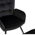 ARMCHAIR WITH FOOTSTOOL CRAWLEY FK8918.04 BLACK VLEVET-METAL LEGS 70x57x103Hcm.