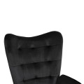 ARMCHAIR WITH FOOTSTOOL CRAWLEY FK8918.04 BLACK VLEVET-METAL LEGS 70x57x103Hcm.