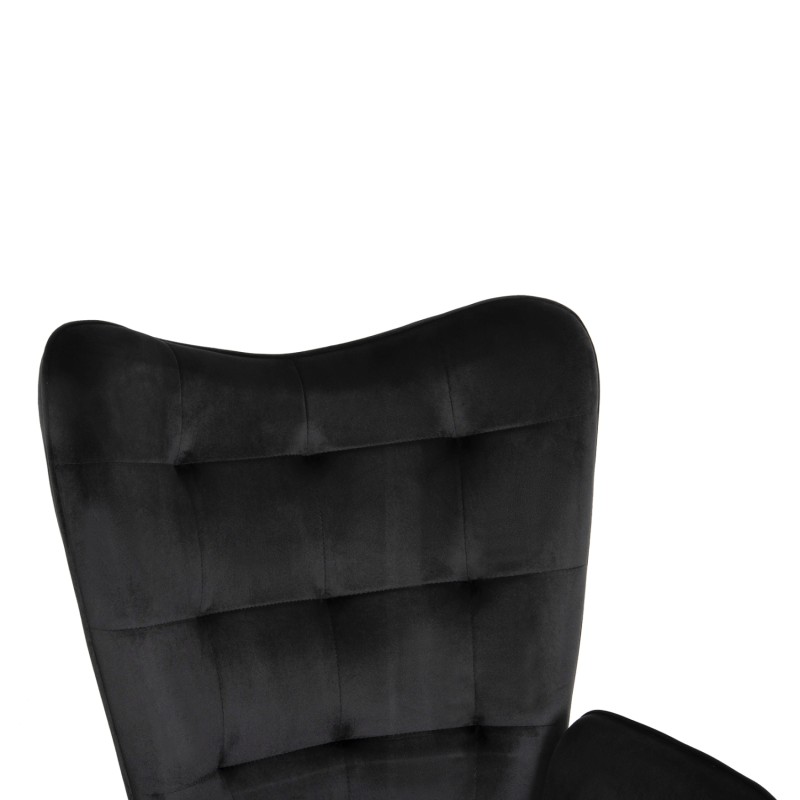 ARMCHAIR WITH FOOTSTOOL CRAWLEY FK8918.04 BLACK VLEVET-METAL LEGS 70x57x103Hcm.