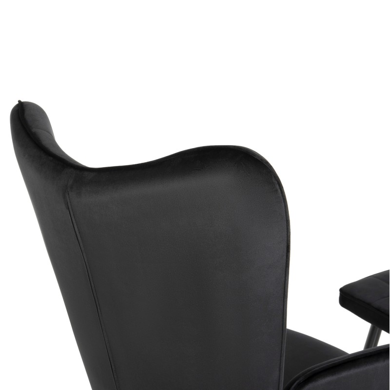 ARMCHAIR WITH FOOTSTOOL CRAWLEY FK8918.04 BLACK VLEVET-METAL LEGS 70x57x103Hcm.
