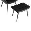 ARMCHAIR WITH FOOTSTOOL CRAWLEY FK8918.04 BLACK VLEVET-METAL LEGS 70x57x103Hcm.
